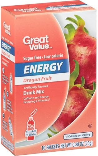 Great Value Energy Drink Mix Variety Bundle, 0.88-1.13 oz box with 10 Drink Packets (Pack of 4) includes 1-Box Blueberry Acai + 1-Box Wild Strawberry + 1-Box Dragon Fruit + 1-Box Pomegranate Lemonade