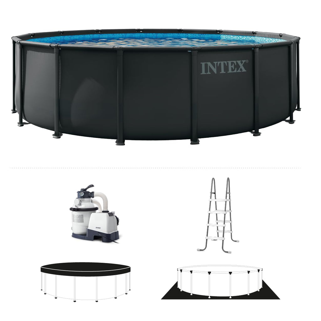 INTEX 26333EP 20ft X 48in Ultra XTR Frame Deluxe Above Ground Swimming Pool Set with 2100 GPH Sand Filter Pump, Removable Ladder, Ground Cloth, Pool Cover, SuperTough, Puncture and Rust Resistant