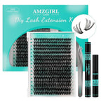 Lash Clusters Kit 320Pcs,50D Eyelash Extension Kit,Lash Bond and Seal Waterproof,Lash Remover for Individual Cluster Lashes Kit,Lash Applicator Tool for DIY Lash Extension Kit(D-Mix9-16mm Kit)