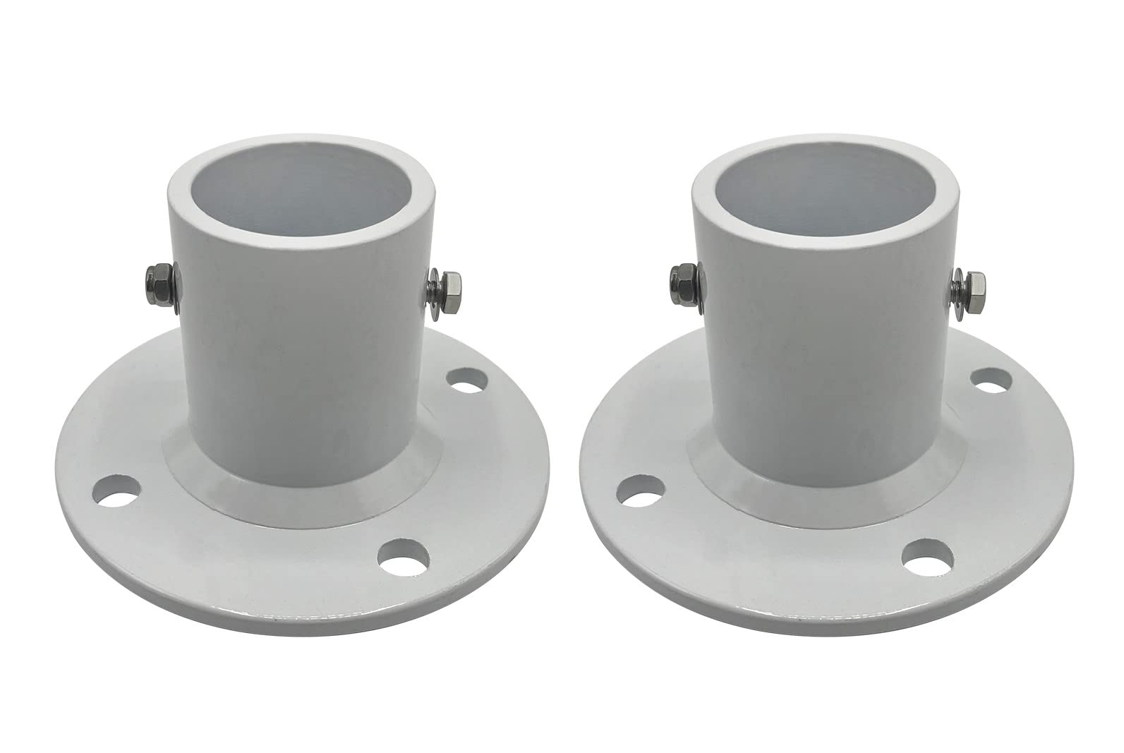 Poolzilla 2-Pack Deck Anchor Flange in White, Diameter of 1 7/8", Made of High Grade Cast Aluminum