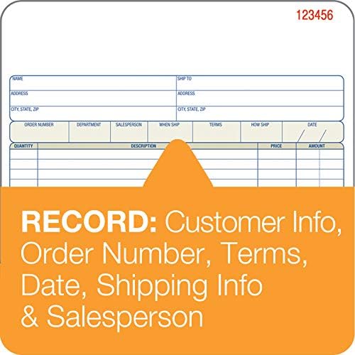 Adams Order Book, 2-Part, Carbonless, White/Canary, 8-3/8 x 10-11/16 Inches, 50 Sets per Book (DC8100) , 1 pack