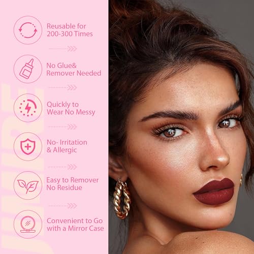JIMIRE Magnetic Eyelashes with Applicator Soft Magnetic Lashes Black+Brown Reusable Comfortable Magnetic Eyelashes Natural Look Lash Primer No Glue No Eyeliner Needed Soft Magnets Eyelashes