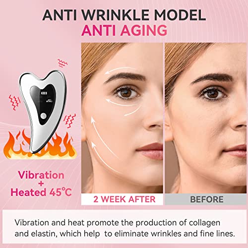 Electric Gua Sha Facial Tools - Face Sculpting Tool/Lift Device - Heated & Vibration & Red Light Massager, Anti-Aging & Wrinkles, Puffiness, Double Chin, Tension Relief