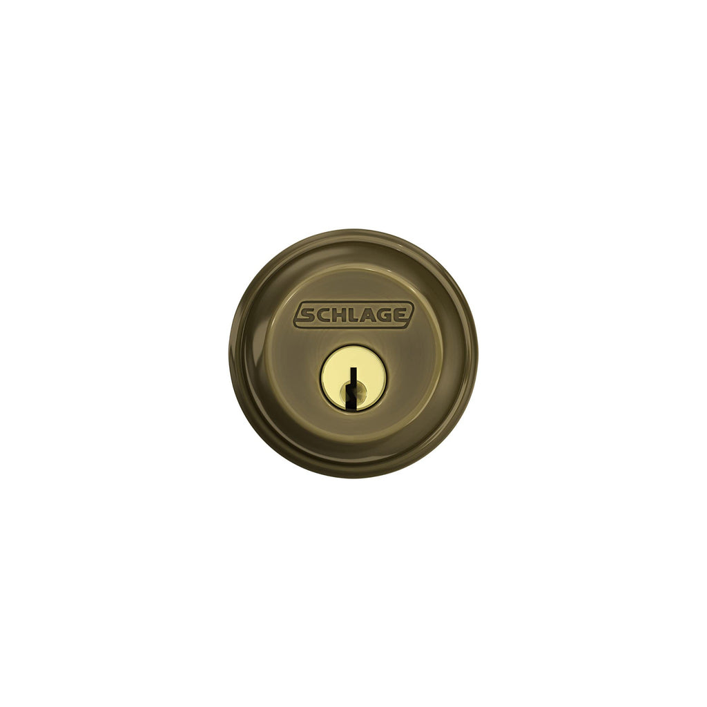 Schlage B60 N 609 Deadbolt, Keyed 1 Side, Highest Residential Security, Antique Brass