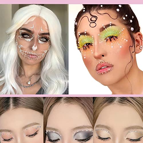 NOOEPC 660Pcs Face Gems Hair Gems, Self-Adhesive Face Jewels Eye Jewels Rhinestones 3/4/5/6 mm DIY Face Gems Stick on, Hair Body Rhinestones Gems Crystals Pearls for Face Eyes Makeup Body, Crafts