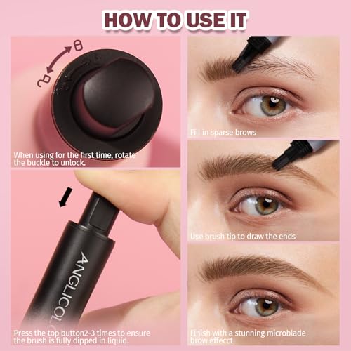 Upgraded Liquid Microblading Eyebrow Pen,Teardrop Angled Micro Eyebrow Brush To Microblading Eyebrow,Hair-Like Strokes,Natural Easy To Color Long Lasting Quick Drying (#02Taupe)