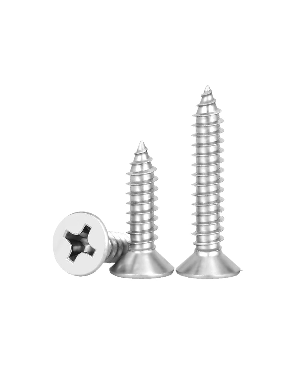#4 x 5/8" (100 Pack) Flat Head Phillips Drive Screws Sheet Metal Self-Tapping Screws, 304 Stainless Steel Screw