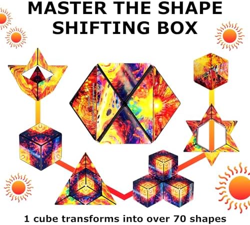SHASHIBO Holographic Shape Shifting Box - STEM Magnetic Fidget Cube That Transforms Into Over 70 Shapes, Download Fun in Motion Toys Mobile App (Solar)
