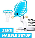 GoSports Splash Hoop PRO Swimming Pool Basketball Game, Includes Poolside Water Basketball Hoop, 2 Balls and Pump – Aqua