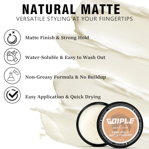 Hair Styling Clay for Men Firm Hold - Matte Finish Hair Clay Hair Paste Water Based Matte Texture Pomade Mens Hair Products - Hair Paste Clay Pomade Ideal for All Men's Hair Types 3.5oz (2PCS)