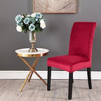 OQHAIR Velvet Dining Room Chair Covers Set of 4 Stretch Velvet Dining Chair Protector Armless Chair Cover for Dining Room Kitchen -Wine red-Set of 8