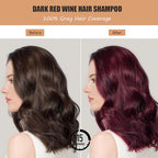 Instant Herbal Red Hair Color Shampoo - 3 in 1 Long-Lasting Hair Dye for Women and Men, 16.90 Fl Oz (Red Wine)