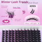 Fluffy Lash Clusters Kit 10-16mm Volume Eyelash Clusters with Fairy Spikes, Wispy Lash Extension Kit DIY Full Look Cluster Eyelash Extensions Thick Lashes kit Spiky with Lash Cluster Glue by CORUSCATE