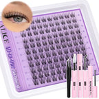 ALICE Natural Lash Extensions Kit Invisible Band Lash Clusters Kit Wispy10-14mm Eyelash Extensions C Curl Individual Cluster Lashes Kit with Lash Remover DIY at Home