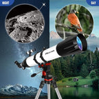 Telescope, Telescope for Adults High Powered Professional, 90mm Aperture 800mm Refractor Telescopes for Astronomy Beginners Fully Multi-Coated with AZ Mount Tripod & Phone Adapter & Carry Bag