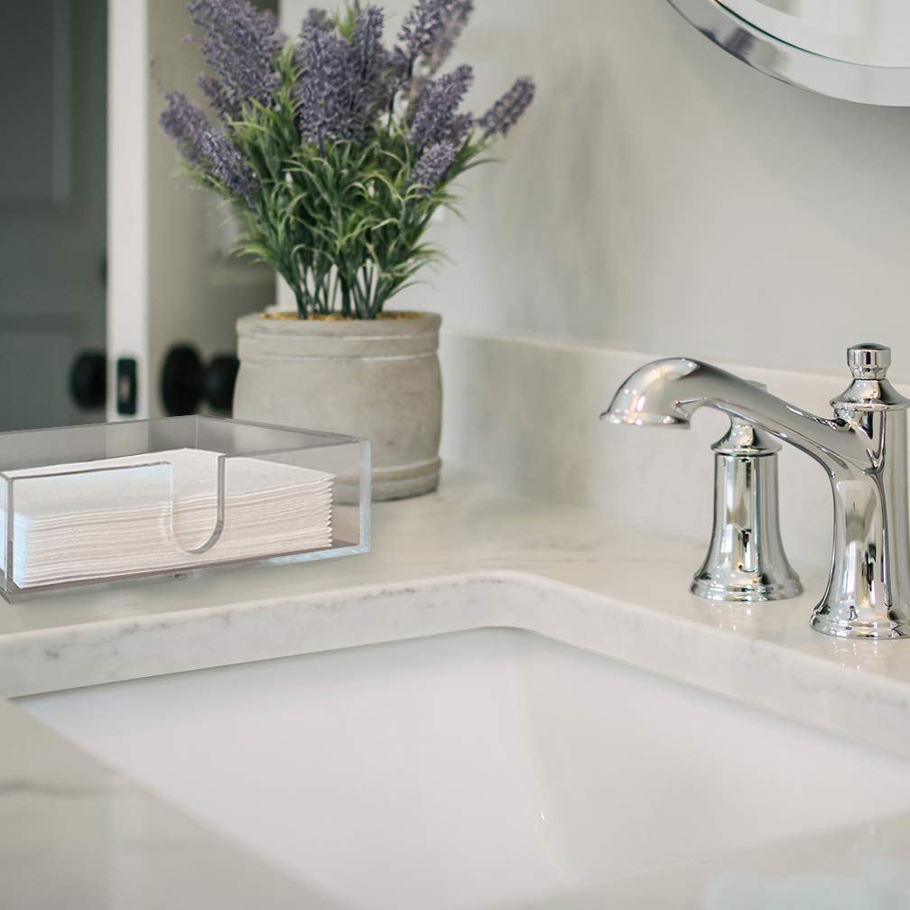Sicily Acrylic Napkin Holder (5mm) Multifold Paper Towel Dispenser (9.87”W x 4.75”D x 2.75”H) Hand Towel Holder for Bathroom and Kitchen Countertop