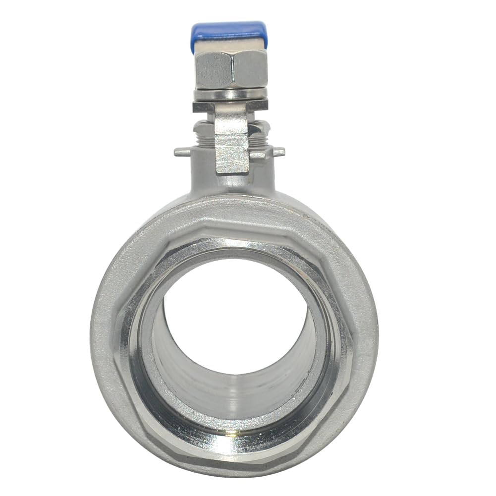 Megairon 316 Stainless Steel 1/8"~3" Full Port Ball Valve with Blue Vinyl Handle, NPT Female x Female Thread,1000 WOG (2-1/2")