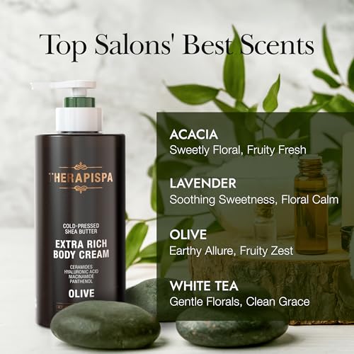Extra Rich Body Cream – Deep Hydration & Nourishment for Dry, Rough Skin | Enriched with Shea Butter, Ceramides & Panthenol (B5) for Velvety Smooth Skin (Olive, 17.0 fl oz, Pack of 2)