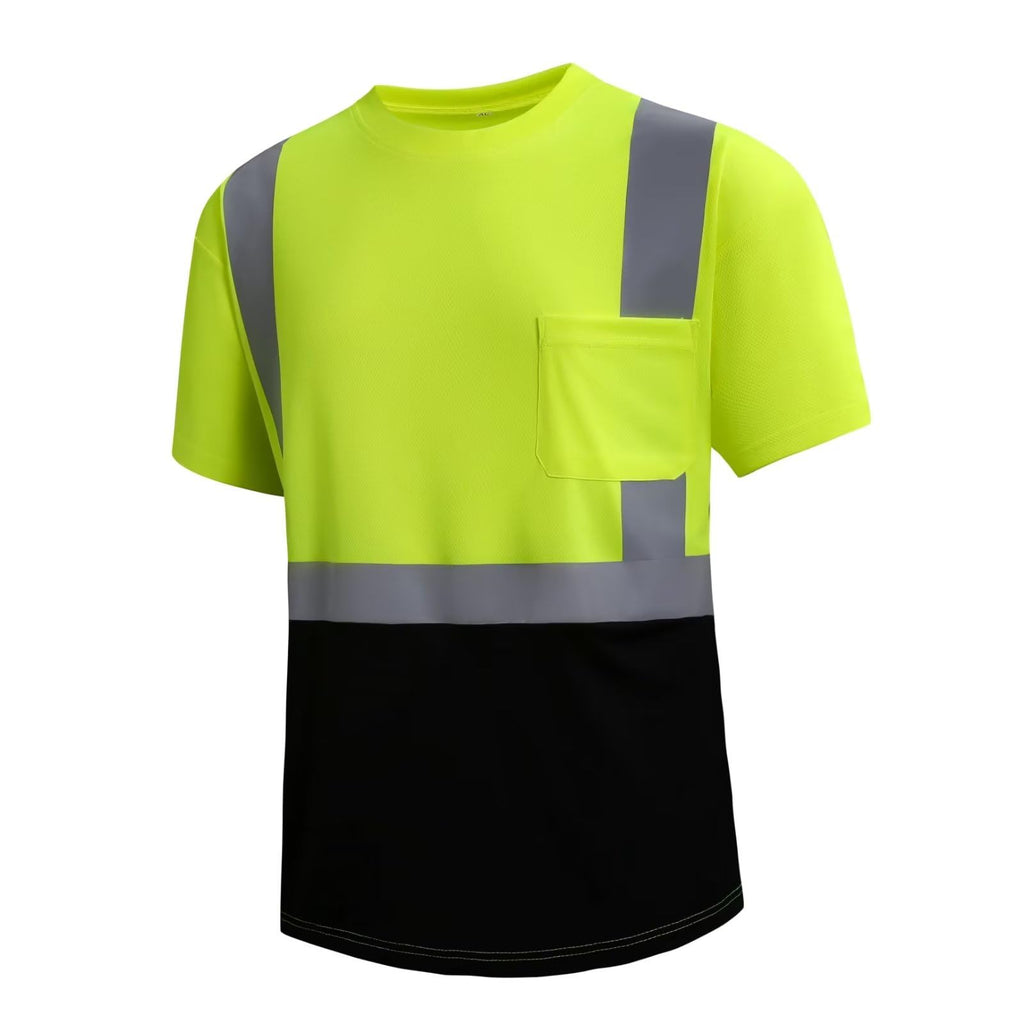 SKSAFETY High Visibility Classic T-Shirts Quick Dry Class 2 Safety Shirts for Men＆Women, Quick Dry Reflective Short Sleeve Breathable Birdeyes T-Shirt with Pocket for Construction work. XL