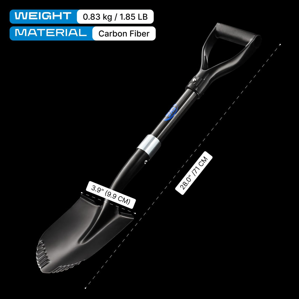 CKG Small Shovel Carbon 28 Inches Lightweight Camping Portable Shovel Ideal for Digging, Small Garden Shovel with D Handle Round Point Blade Camp Shovel