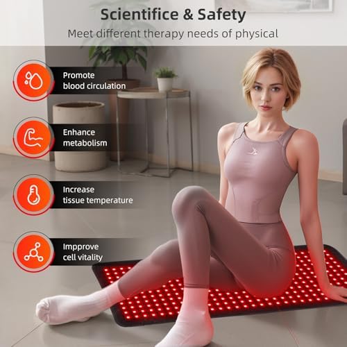 Red Infrared Light Therapy Mat for Body, 31.75" x 11.5" Red Light Pad Upgraded 3 Chips in 1 Beads 360pcs LEDs 660nm 850nm RLT Device for Body Back Shoulder Knee Joint Pain Relief, Ideal Gift