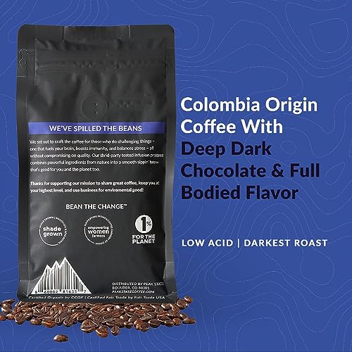 Peak State Coffee with Benefits, 3 Bag Variety Pack – Mushroom Coffee, Low Acid & Smooth, Immunity Boost, Brain Sustain & Stress Less, Organic Whole Bean Coffee, Gluten Free, 12 oz. Each
