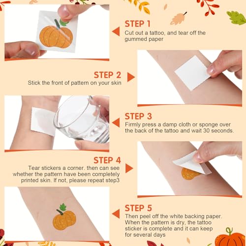 Landhoow 240 Pcs Fall Tattoos Temporary Autumn Glitter Face Tattoos Cool Body Sticker Costume Accessory Tattoos Party Favor