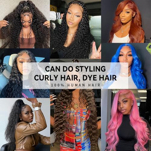 32 Inch 13x6 HD Deep Wave Lace Front Wigs Human Hair Pre Plucked 200% Density Transparent Deep Curly Lace Frontal Wigs Human Hair With Baby Hair Glueless Human Hair Wig For Women