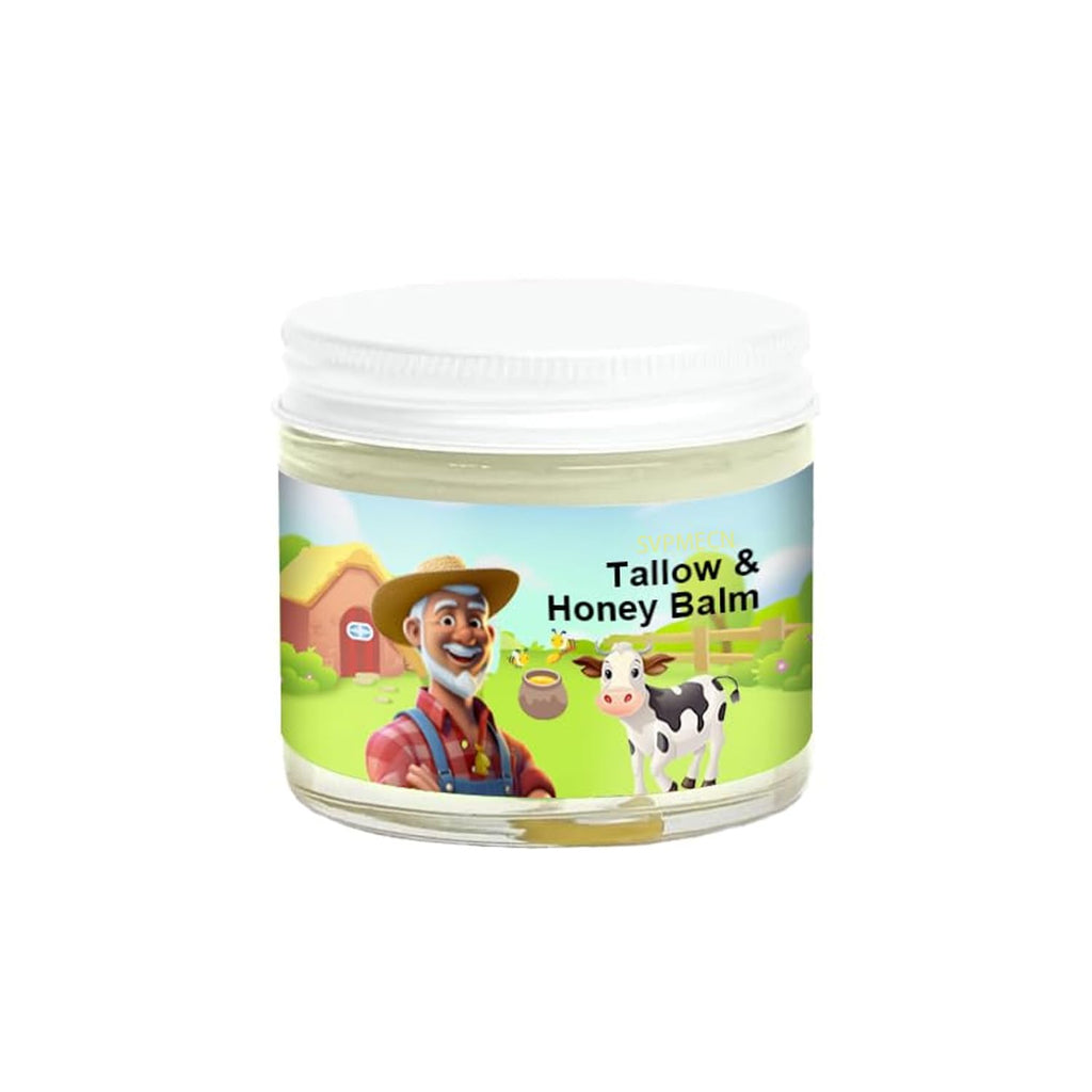 SVPMECN Tallow and Honey Balm, Tallow Face Moisturizer, Beef Tallow for Skin, Handmade All-Natural Moisturizer with Grass-Fed Beef Tallow & Raw Wild Honey for Smooth, Natural Formula, Hydrated Skin