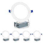 Meconard 4 Pack 6 Inch LED Recessed Ceiling Light, 2700K/3000K/3500K/4000K/5000K Selectable, Dimmable 12W=110W, 1050LM, IC Rated Can-Killer Downlights with Junction Box, ETL and Energy Star Listed