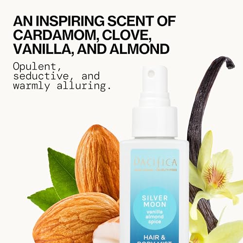 Pacifica Hair Perfume & Body Fragrance Spray Mist - Silver Moon with Vanilla, Almond & Spice ��� Alcohol-Free, Vegan & Cruelty-Free, 6.5 oz