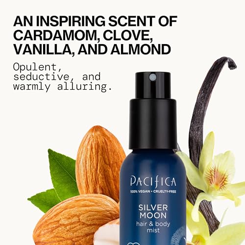 Pacifica Silver Moon Hair Mist Perfume & Full Body Spray for Women - Body Mist Fragrance w/BTonka, Santal, Cardamom, Vanilla Bean, Musk & Amber ��� Clean Beauty Alcohol-Free, Vegan & Cruelty-Free, 5 oz
