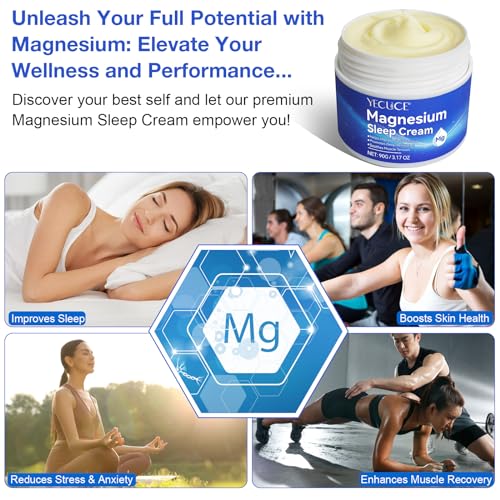 Magnesium Cream for Sleep - Topical Magnesium Oil for Feet, Pure Premium Magnesium Lotion for Body with Vitamin E and Almond Oil for Muscle Soreness, 1pcs