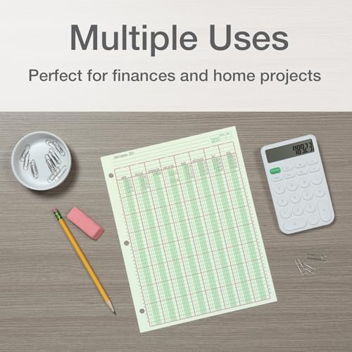 Adams Columnar Analysis Pad, 8 Column Ledger, 8.5" x 11", 100 Pages (50 Sheets), Green, 3 Hole Punch, for Accounting, Bookkeeping & Data (ACP85118)