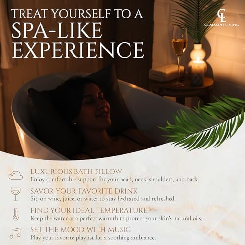 Luxury Bath Pillow for Tub - Thick and Comfortable Bathtub Pillow Support for Head and Neck and Back - Washable Quick-Drying Bath Pillows - Bath Cushion for Home Spa - Fits Any Bathtub - Dark Gray