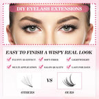 Lash Clusters 280Pcs Cluster Lashes 30D 40D D Curl False Eyelashes Mix9-16mm Eyelash Clusters Individual Cat Eye Lashes Clusters for DIY Cluster Eyelash Extensions at Home (30D+40D-0.07D-9-16MIX)