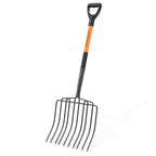 HIGHLIGHT Pitch Fork Pitchfork,10-Tine Wide 45Inch Fiberglass Manure Fork