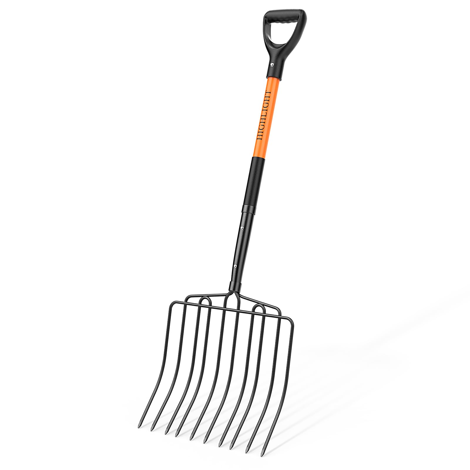 HIGHLIGHT Pitch Fork Pitchfork,10-Tine Wide 45Inch Fiberglass Manure Fork