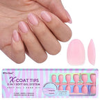 BTArtbox XCOATTIPS Natural Nail Tips - Extra Short Almond Press On Nails Pink, Long Lasting Soft Gel Nails False Nail, Soak Off Acrylic Fake Nails Extensions for Nail Art DIY