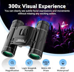 300x25 Binoculars for Adults and Kids, High Powered Mini Pocket Binoculars with Phone Adapter, Waterproof Compact Telescope for Bird Watching, Hunting, Concert, Theater, Opera, Traveling, Sightseeing