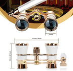 Aomekie Opera Glasses Binoculars 3X25 Theater Glasses Lorgnette Mini Binocular Compact with Handle for Adults Women in Musical Concert（White）