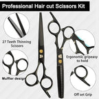 Professional Hair Cutting Shears,6 Inch Hairdressing Shears Barber Hair Scissors Edge Razor Sharp Blades Haircut Scissors for Men Women Kids Japan 440c Stainless Steel (Rainbow) (Black)