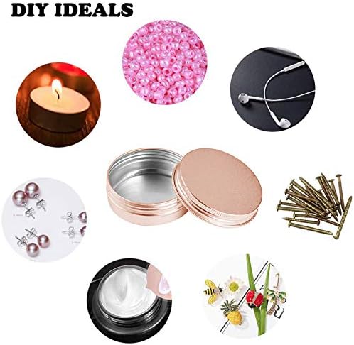4 oz Aluminum Tin Jar with Screw Cap Refillable Container for Cosmetic, Lip Balm, Cream, Rose Gold 12 Pcs.