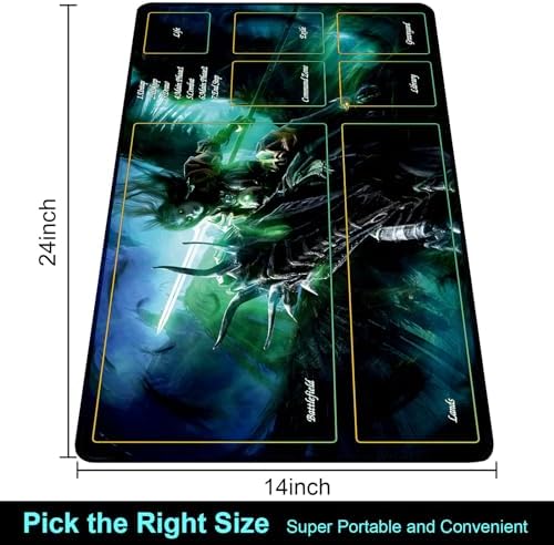 MTG Playmat TCG Playmat -Includes Storage Tube and 7 Dice-Experience Top-Tier Quality and Edge-Locking Waterproof and Non-Slip Mat! (playmat with Zones, 2-A Hero on a Horse)