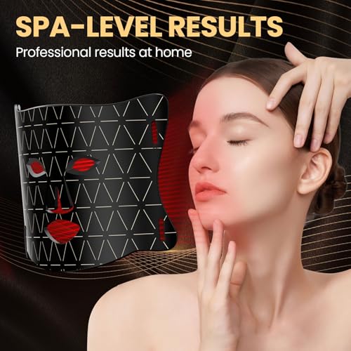 Red Light Therapy for Face, Enhance LED Face Mask Light Therapy for Acne, Wrinkles & Skin Rejuvenation, 3 Light Modes & Timing Settings, Eye Protection, Portable LED Face Mask Home Skincare
