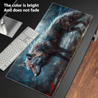 Playmats for Magic: The Gathering MTG Card Game Mat Plus 50 Pcs Card Sleeves, 24 x 14 inch TCG Mat with Stitched Edge for Commander Deck Duskmourn Board Game, Wild Wolf