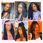 QUEENTAS 40" Lace Front Braided Wigs Box Boho Braids Wig for Black Women Faux Locs Wig with Baby Hair Natural Black Long Pre Braid Dreadlock wig