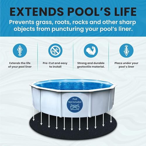 Liner Life Pool Liner Pad 16' Round, Strong Durable Puncture Resistant Floor Mat Made of Commercial Grade Geotextile Material, Protects The Bottom of The Aboveground Pool, Black