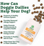 Doggie Dailies Omega 3 for Dogs, 225 Soft Chews, Salmon Oil for Dogs with Apple Cider Vinegar, Bee Pollen, Kelp, Zinc & Biotin - for Healthy Skin & Coat, Immune System & Seasonal Allergy Support