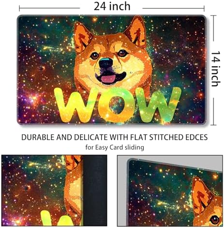 MTG Playmat Magic Card Playmat Game Mat,TCG & CCG Card Games Mat with Free Storage Bags Size 24 x 14 Inches (No with Zones,Wow-Dog)